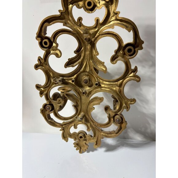 Vtg 1978 Syroco Triple Gold Ornate Wall Sconce Candle Holder Hollywood Regency - Picture 5 of 6